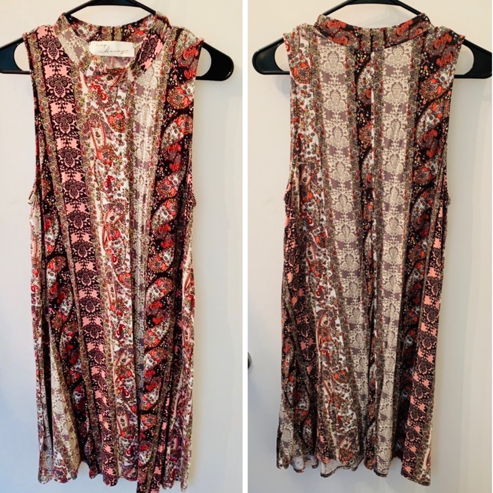 Mockneck 70’s patterned summer dress